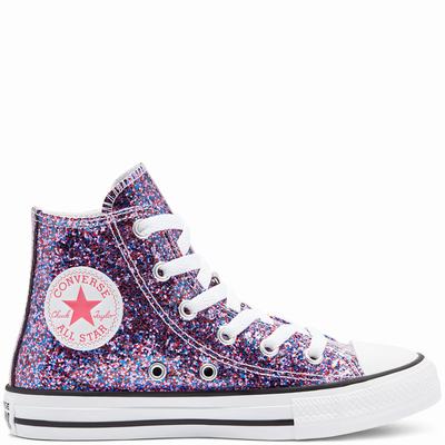 Gyerek Converse Coated Glitter Chuck Taylor All Star Magasszárú Cipő CO6312785 Rózsaszín/Fehér